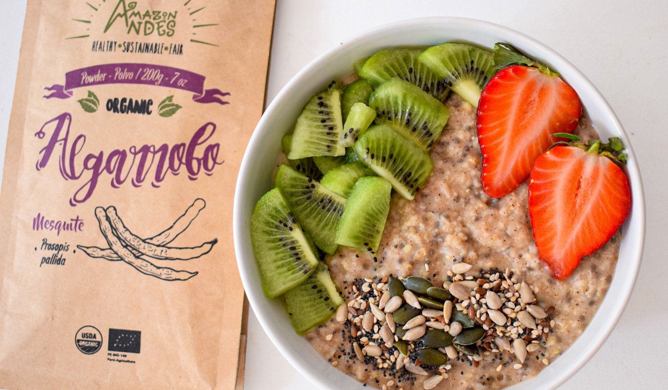 Postre saludable l Avena natural con polvo de Algarrobo y chia